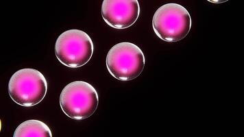 Abstract 3D horizontal retro glowing neon sphere circle chrome metallic colors gradient connection futuristic groovy pop funky particles shiny concept design element fantasy illuminated loop animation video