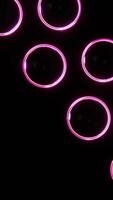 Abstract 3D vertical retro glowing neon sphere circles ring connection futuristic groovy pop funky particles shiny concepts design element colors gradient illuminated laser creativity animation loop video