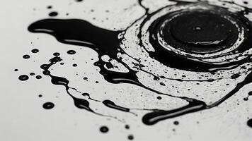 Abstract Ink Spill on White Surface Creating Dynamic Contrast and Texture photo
