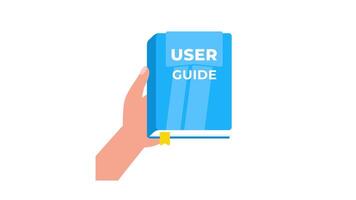 Hand holding a user guide on white and green screen background video