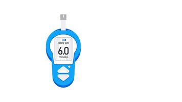 Glucometer showing normal blood glucose level on white and green screen video