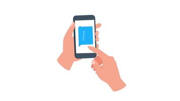 Hands Holding Smartphone with User Guide and Blank Screen on White and Green Screen video