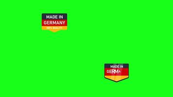 Different animated made in Germany labels on green screen video