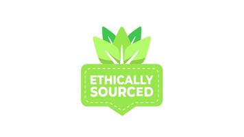 Ethically Sourced Label Animation on White and Blue Background video