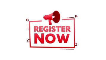 Register Now with Megaphone Announcement on White and Green Screen video