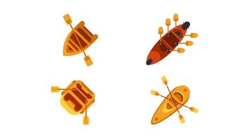 Rowboats and Kayaks Rotating Animation on White and Blue Background video