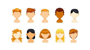 Diverse Children Avatars with White and Green Screen Background video
