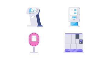 Automated Services Kiosk and Locker Displaying Information on White and Green Screen Background video