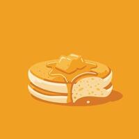 Pancakes with syrup and butter logo design on a yellow background vector