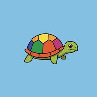 Turtle with a rainbow colors shell logo design vector