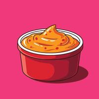 Red bowl of sauce logo design on a pink background vector