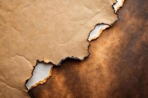 Textured surface of old burnt paper for background and creative use photo
