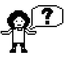Pixel character of lady woman female girl with question mark quiz confuse question 8 bit. vector
