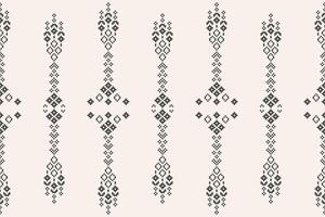 Fabric design cross stitch with brown cream background motif ethnic pattern art. vector