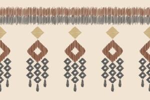 Ikat pattern geometric of fabric pattern ikat brown cream color background art ethnic. vector