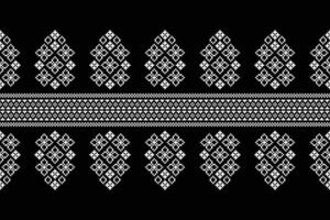 Balck color background with pixel cross stitch ethnic pattern. vector