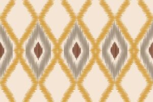 Ethnic pattern with ikat design of brown cream color background geometic. vector