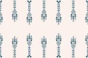 Fabric pattern ethnic decor cross stitch with brown cream background motif pixel. vector