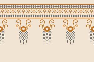 Ethnic pattern with geometric design of fabric pattern ikat brown cream color background. vector