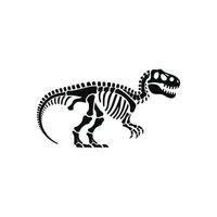 Dinosaur Skeleton Silhouette Illustration Featuring T Rex Fossil Bones in Black and White Style for Paleontology and Prehistoric Science Themes vector