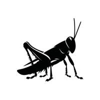 Jumping Grasshopper or Locust Side View Black Silhouette Icon Intricate Orthoptera Insect Art for Field Meadow and Summer Wildlife Visuals vector