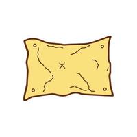Treasure map silhouette with X mark spot ancient pirate chart icon for adventure game or lost artifact hunt design element vector