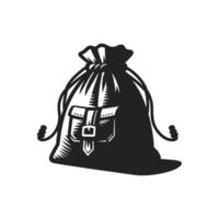 Archaeology drawstring bag silhouette for small finds and tools artifact pouch icon perfect for excavation and fieldwork essentials branding vector