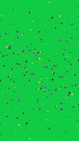 Confetti explosion from corner side animation vertical background, colorful confetti celebration animation on green screen vertical background video