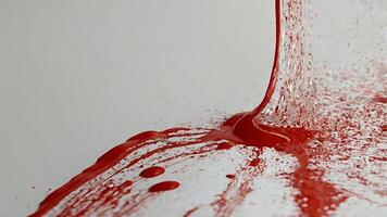 Vibrant Red Liquid Cascade Creates Abstract Pattern on White Surface photo