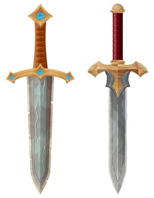 detailed illustration showing of fantasy and ancient weapons sword isolated on white background