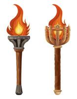 detailed illustration showing of fantasy and ancient torch isolated on white background vector
