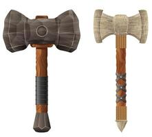 detailed illustration showing fantasy and ancient weapons hammer isolated on white background vector