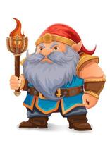 cartoon fantasy dwarf character with bright blue beard and armor wearing an orange hat he stands firmly with a determined expression the design is a colorful illustration vector
