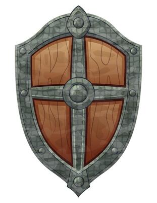 detailed illustration showing of fantasy and ancient weapons shield isolated white background