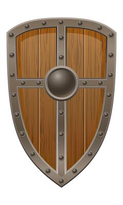 detailed cartoon illustration showing of fantasy and ancient weapons shield isolated on white background