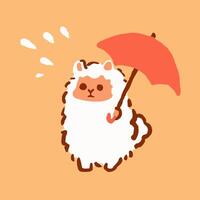 A cute little white dog with an umbrella vector