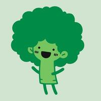 A cartoon broccoli character with a smile on its face vector