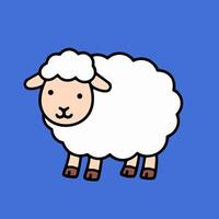 A cartoon sheep standing on a blue background vector