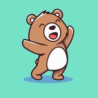A cartoon bear dancing on a green background vector