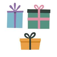 Three gift boxes with bows on a white background vector