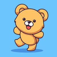 A cartoon teddy bear running on a blue background vector