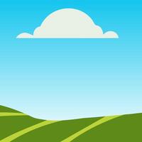 A cartoon illustration of a field with a cloud in the sky vector