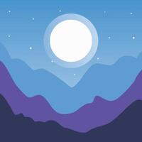 A moon over a mountain range with a blue sky vector