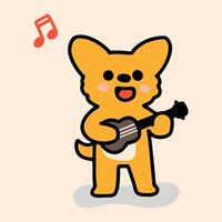 A cartoon dog playing the ukule vector