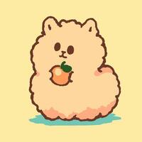 A cute little dog holding an apple vector