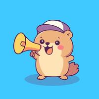 A cartoon beaver with a megaphone vector