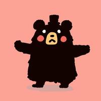 A black bear with a sad face on a pink background vector