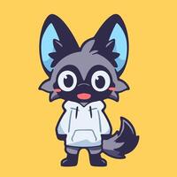 A cartoon fox wearing a hoodie vector