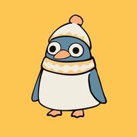 A cartoon penguin wearing a winter hat vector