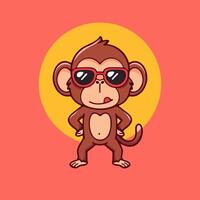 A cartoon monkey wearing sunglasses and holding a banana vector
